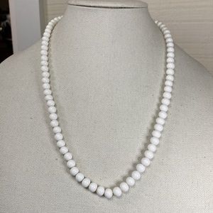 Vintage single strand white glass bead necklace